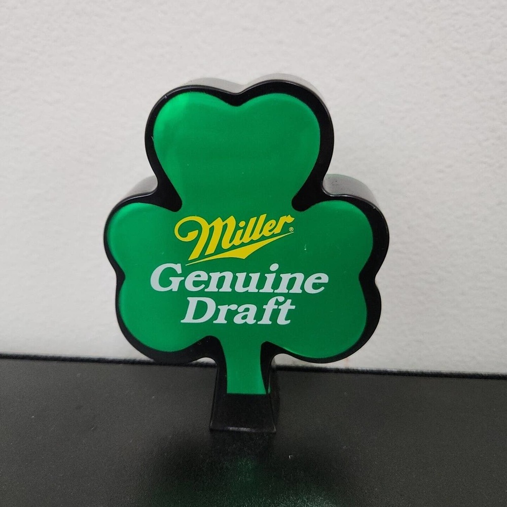 Miller Genuine Draft Clover Acrylic Beer Tap Handle 4.5” St Patricks Listing 1